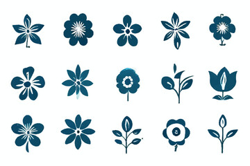 Set of floral elements. Romantic flower collection with flowers, twigs, leaves, herbs and berries. Vector design. Vector flowers. Flowers Icon set. Various flower icon illustrations collection.  - obrazy, fototapety, plakaty