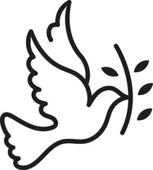 Dove Icon on Black and White Vector Backgrounds
