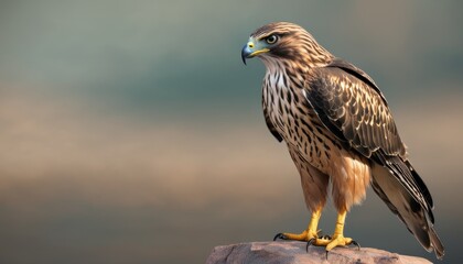  a bird sitting on top of a rock next to a body of water with a cloudy sky in the background.