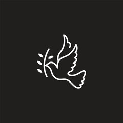 Dove Icon on Black and White Vector Backgrounds
