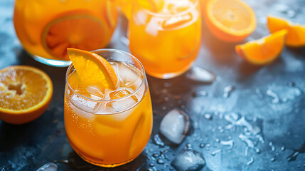 Orange punch with fruit sweet alcohol summer drink