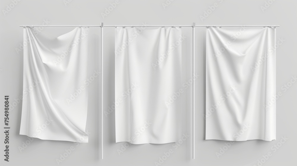 Poster this mockup demonstrates blank pennant flags on flagpoles with rounded, straight, pointed and double