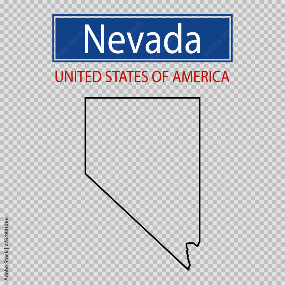 Wall mural nevada state outline map, united states of america line icon, map borders of the usa nevada state.