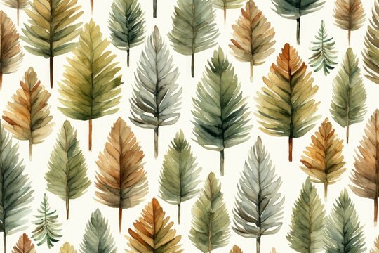 Multi-toned Forest watercolor pattern. Pattern design paper. Generate Ai