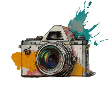 watercolor camera isolated colorful graphics
