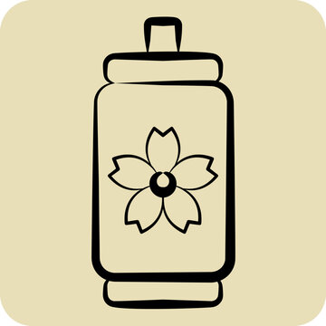 Icon Canned Water. related to Sakura Festival symbol. hand drawn style. simple design editable. simple illustration