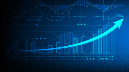 Stock market investment trading graph in graphic concept suitable for financial investment or Economic trends business idea on blue background. Vector illustration design.	
