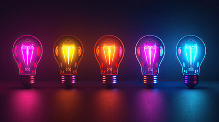 glowing neon light effect bulb, bright advertising design element, bulb set of icons light signboard banner for veterinary clinic, pet shop, night club concept , ideas 