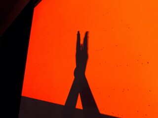 Silhueta de m&atilde;os em forma de sobra e fundo colorido - Silhouette of hands in shape of leftovers and colorful background