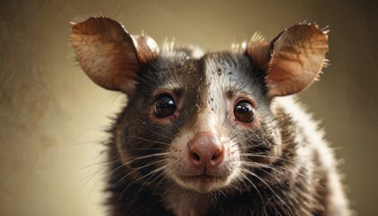  a close up of a rat's face looking at the camera with an intense look on it's face.