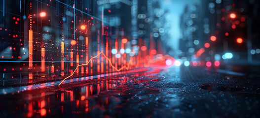 Financial growth chart for stock market investment trading. Financial market, stock market concept. Market trend. 