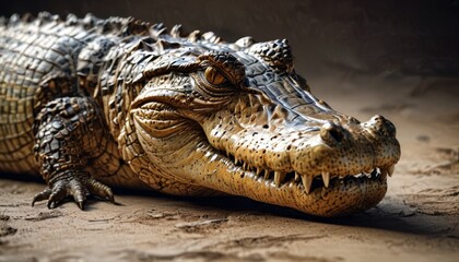 Obraz premium a close up of a crocodile's head with its mouth open and it's teeth still out of the water.