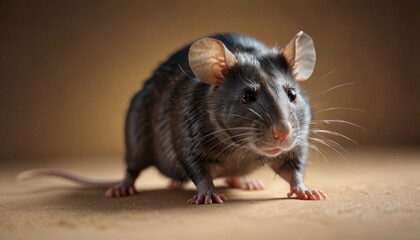  a close up of a rodent on a table with a brown back ground and a light brown back ground.