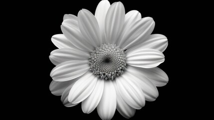 Fototapeta premium a black and white photo of a flower with a center flower in the center of the flower, with a black background.