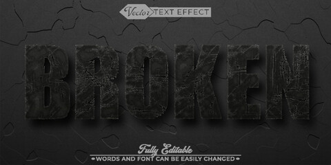 White Broken Vector Editable Text Effect Template