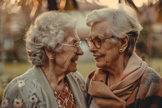 2 aged woman friends pension concept