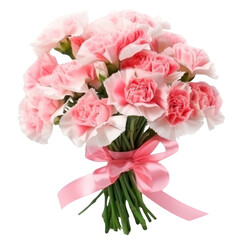 Carnation bouquet, bunch isolated on transparent png.