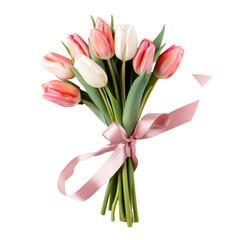 Naklejka premium Tulip bouquet, bunch isolated on transparent png.