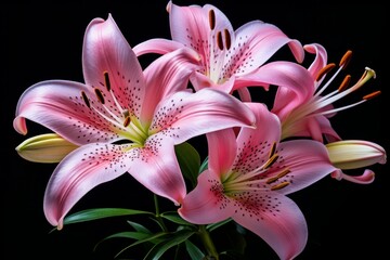 Delicate Pink lily flower. Spa floral summer petal fresh plant. Generate Ai