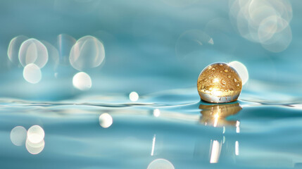 a golden object floating on top of a body of water in the middle of a body of water with lots of bubbles.
