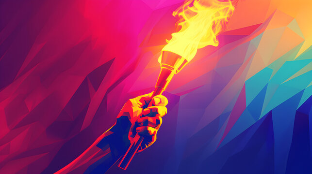 Illustration On A Hand Holding An Olympic Torch