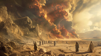 Fototapeta premium Destruction of the city of Jerusalem during the Babylonian Empire