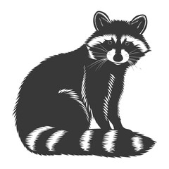 Obraz premium Silhouette Raccoon Animal black color only full body