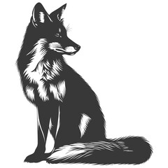 Fototapeta premium Silhouette red fox animal black color only full body