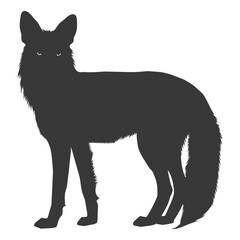 Silhouette red fox animal black color only full body