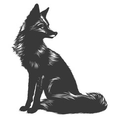 Obraz premium Silhouette red fox animal black color only full body