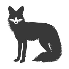 Silhouette red fox animal black color only full body