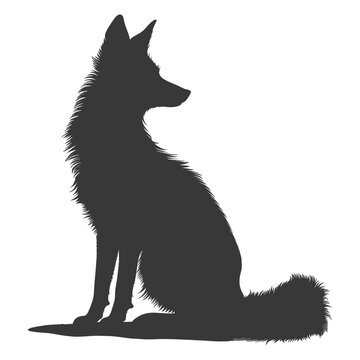 recommend clip art: Silhouette red fox animal black color only full body
