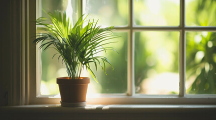 Capture the essence of indoor greenery with a potted plant on a window sill. AI generative artistry adds a touch of sophistication.