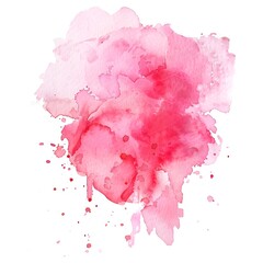 Pink watercolor stain on white background