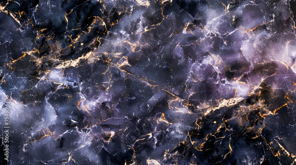 Poster abstract elegant marble pattern with swirls of blue and gold - luxurious texture background for desi
