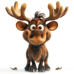 Cute Funny Cartoon Moose, Illustration for Children Book, Generative AI