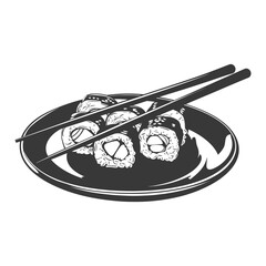 Silhouette Sushi or kimbab Dish black color only