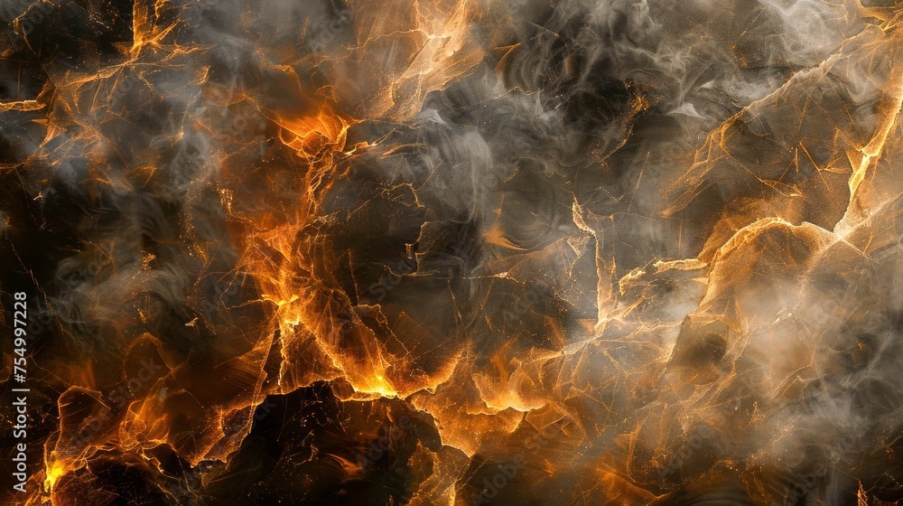 Poster intense fiery texture: blazing flames and scorching heat - abstract background of inferno pattern fo