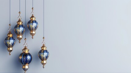 Elegant Islamic Lanterns on Soft Grey Background
