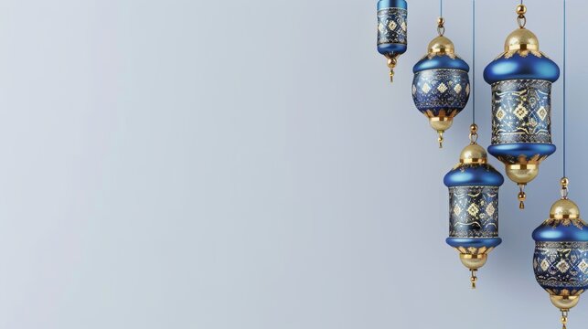 Elegant Islamic Lanterns on Soft Grey Background