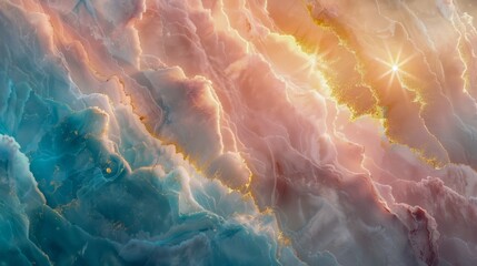 Abstract Cosmic Sky with Vivid Colors, Ethereal Clouds and Sunlight - Fantasy Space Background for...