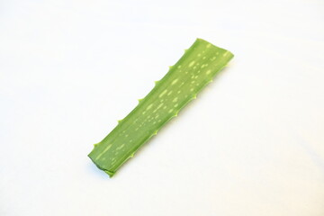 Aloe vera slices. Many Ayurvedic medicines are made using its juice. Its make topical medications for skin conditions, such as burns, wounds, frostbite, rashes, psoriasis, cold sores, or dry skin.
