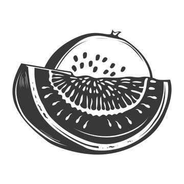 kiwi fruit slice black and white clip art preview