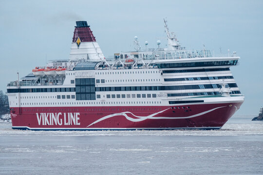 MV Viking Cinderella, operated by Viking Line, arriving to the port of Helsinki.