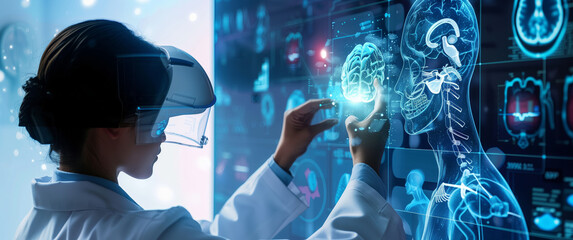 A doctor using digital health technology to engage with patients, symbolizing the integration of AI in healthcare services and their content marketing web design for a medical clinic