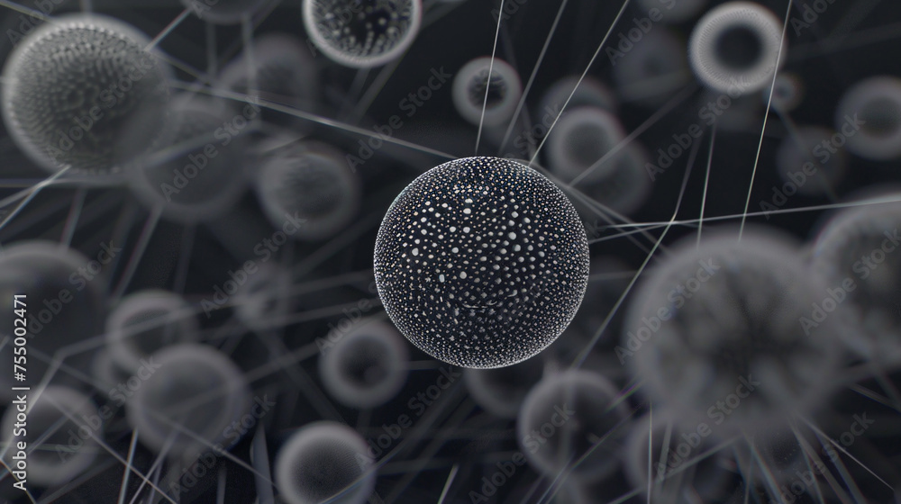 Poster 3d illustration of molecule structure. abstract background with connecting dots and lines. ai.