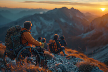 Inclusive Adventure at Sunset in the Mountains