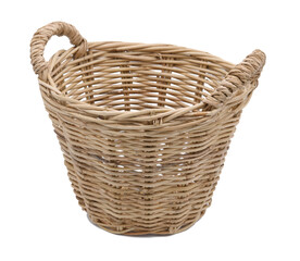 Rattan basket on transparent background