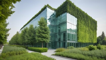 Fototapeta na wymiar Architecture Image With A Modern Glass Building Wi