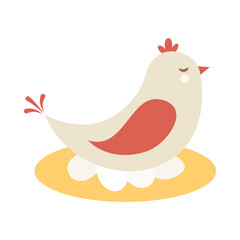 Happy Easter bird flat cartoon